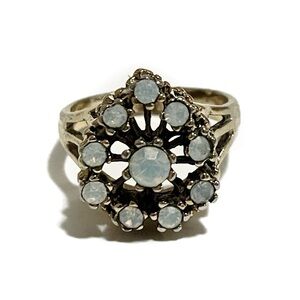 Vintage Goldtone Cocktail Ring with Opalescent stones Size 7